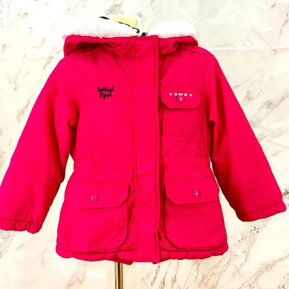 OshKosh B gosh Pink girls embroidered puffer coat size 4